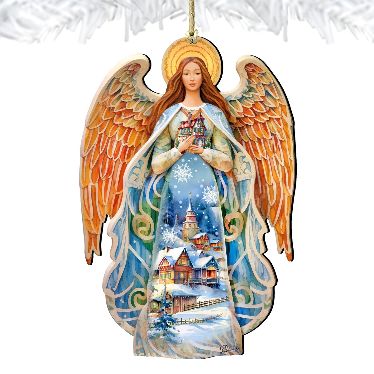 Blessing Home Angel Wooden Ornaments by G. DeBrekht Nativity Holiday Decor - 8611021 - Che Cose Belle