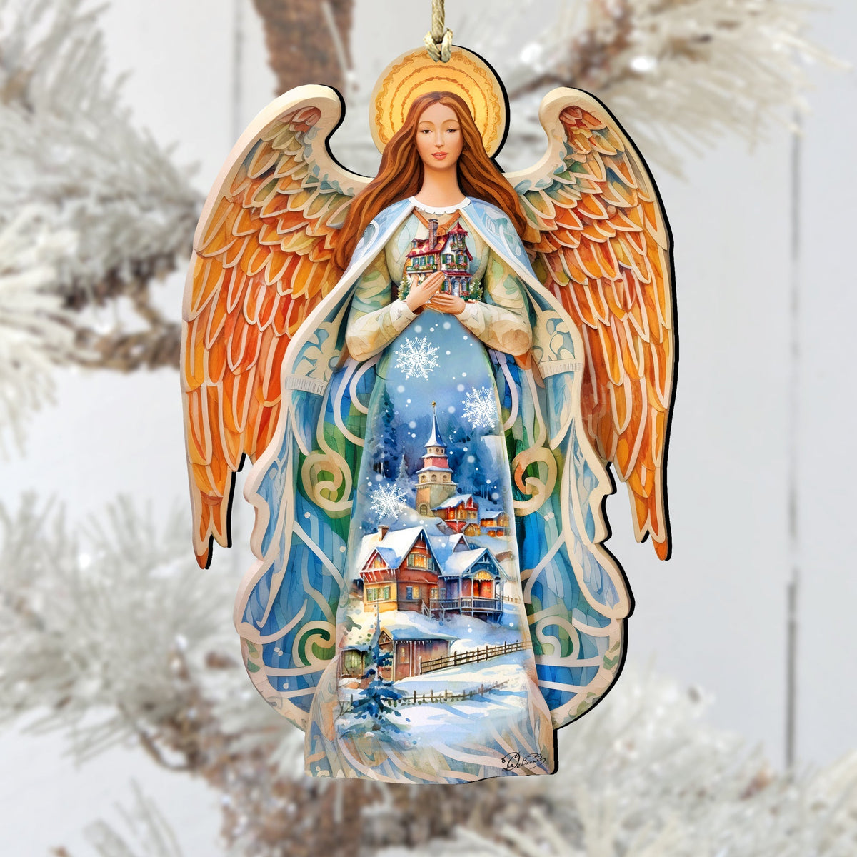 Blessing Home Angel Wooden Ornaments by G. DeBrekht Nativity Holiday Decor - 8611021 - Che Cose Belle