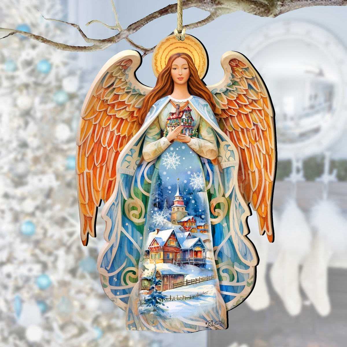 Blessing Home Angel Wooden Ornaments by G. DeBrekht Nativity Holiday Decor - 8611021 - Che Cose Belle