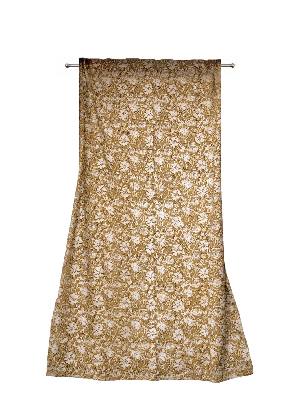 Block Print Curtain, Naturally Dyed Window Panel - Hope Floral 84" - Che Cose Belle