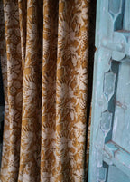 Block Print Curtain, Naturally Dyed Window Panel - Hope Floral 84" - Che Cose Belle