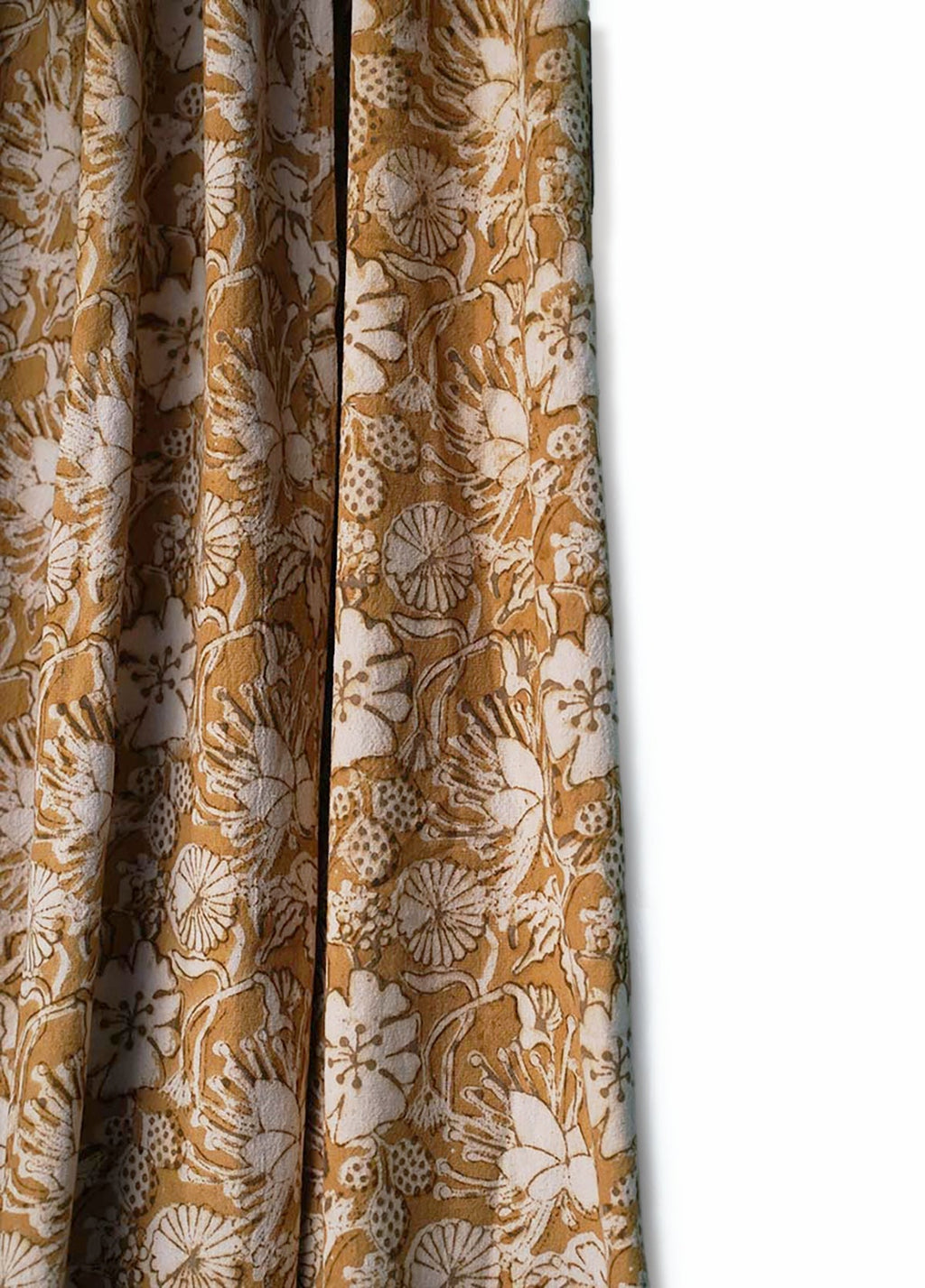 Block Print Curtain, Naturally Dyed Window Panel - Hope Floral 84" - Che Cose Belle