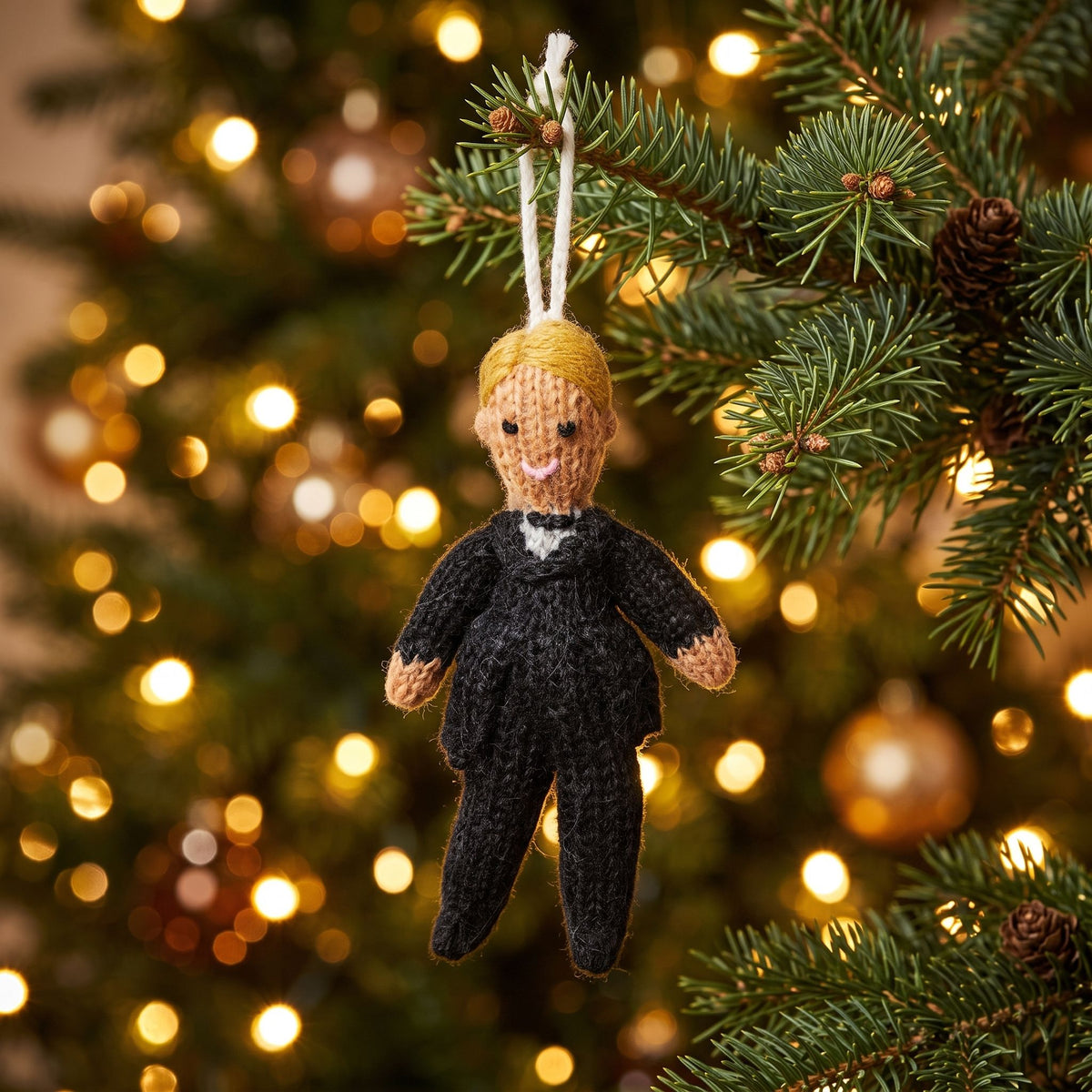 Blonde Groom Ornament Hand Knit Wedding Ornament Arcadia Home - Che Cose Belle