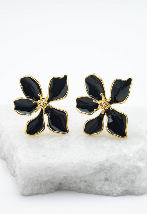 Bloom Earrings in Midnight Black - Che Cose Belle