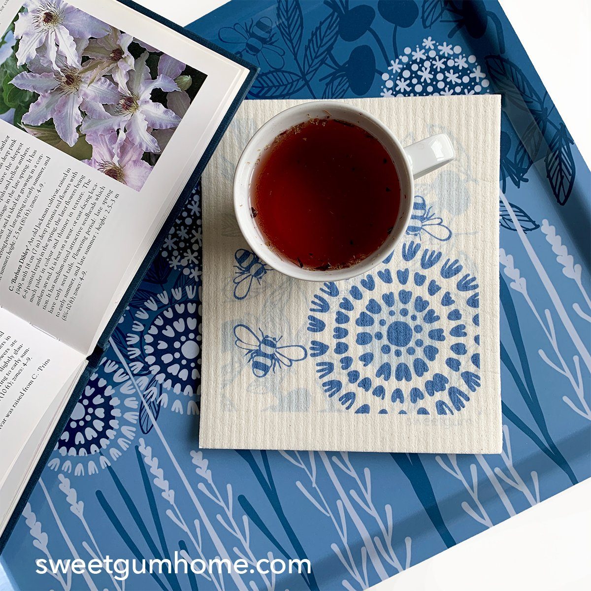Bloom in Blue Tray | wood and melamine | 17" x 13" | Sweetgum - Che Cose Belle