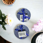 Black Braided Coaster Set 4-Pack Candy Cane Stripe Coasters Table Protectors