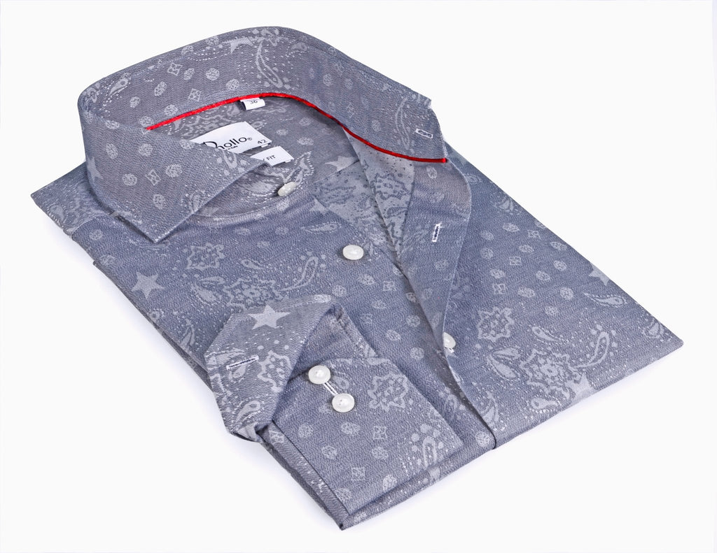 Blue Long Sleeve Shirt with contract trimming // Dual cuffs// contemporary fit - Final Sale - Che Cose Belle