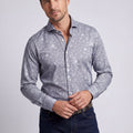 Blue Long Sleeve Shirt with contract trimming // Dual cuffs// contemporary fit - Final Sale - Che Cose Belle