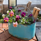 Blue Metal Basket Tool Organizer Flower Garden - Che Cose Belle