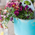 Blue Metal Basket Tool Organizer Flower Garden - Che Cose Belle