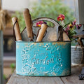 Blue Metal Basket Tool Organizer Flower Garden - Che Cose Belle