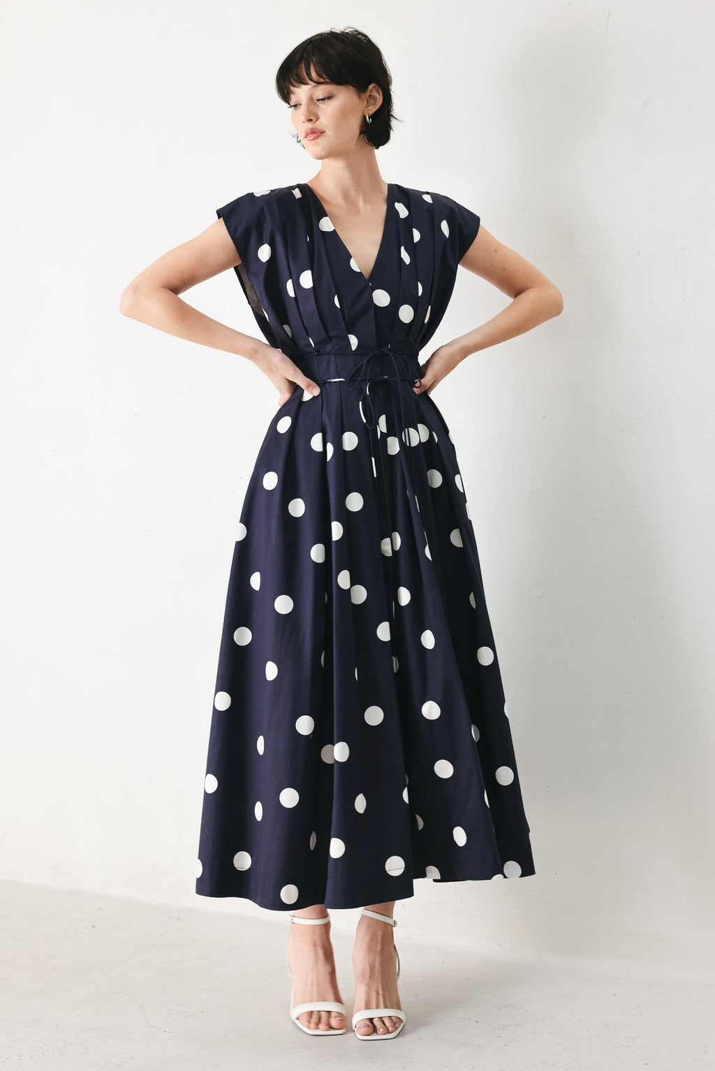 BLUE MOON DOT WOVEN MIDI DRESS - Che Cose Belle