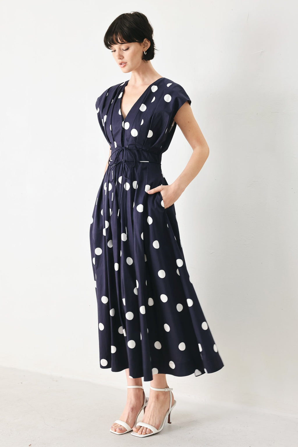 BLUE MOON DOT WOVEN MIDI DRESS - Che Cose Belle