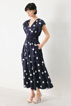 BLUE MOON DOT WOVEN MIDI DRESS - Che Cose Belle