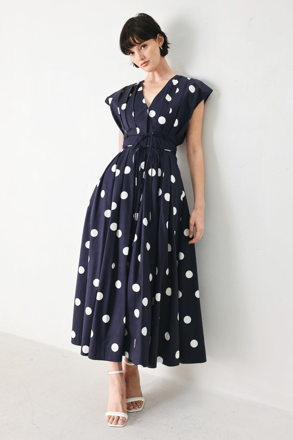BLUE MOON DOT WOVEN MIDI DRESS - Che Cose Belle