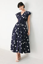 BLUE MOON DOT WOVEN MIDI DRESS - Che Cose Belle