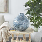 Blue Mother of Pearl Shell Handmade Mosaic Inspired Decorative Vase - Che Cose Belle