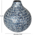 Blue Mother of Pearl Shell Handmade Mosaic Inspired Decorative Vase - Che Cose Belle