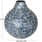Blue Mother of Pearl Shell Handmade Mosaic Inspired Decorative Vase - Che Cose Belle
