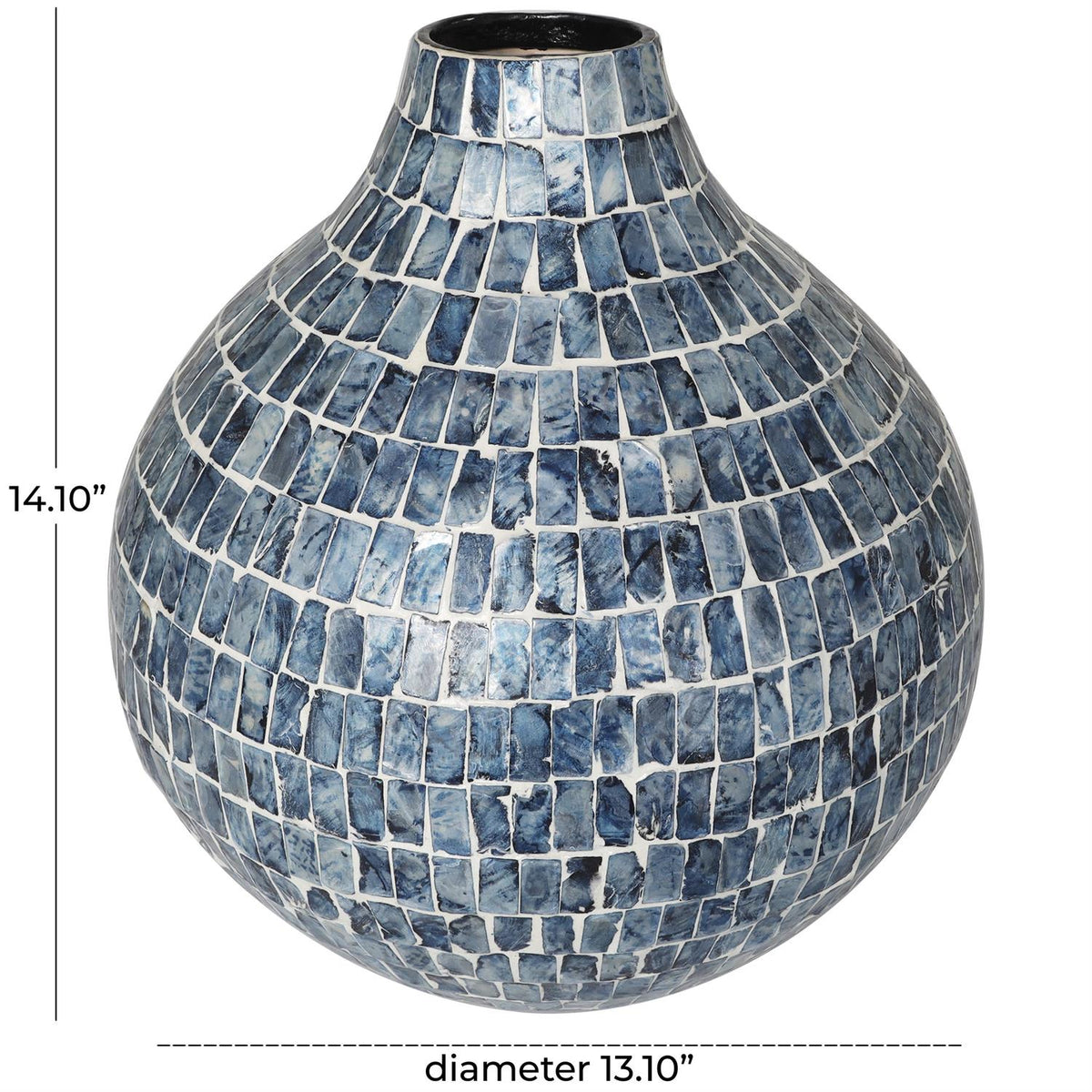 Blue Mother of Pearl Shell Handmade Mosaic Inspired Decorative Vase - Che Cose Belle