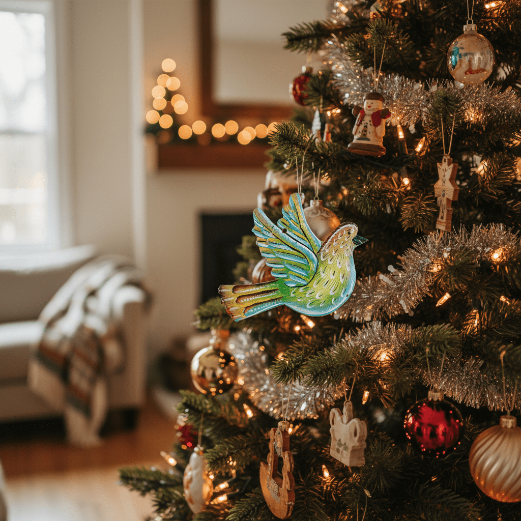 Blue Painted Bird Ornament - Che Cose Belle