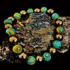 Blue Peacock Malachite Stone Bracelet – XL Hematite Stretch Bracelet for Large Wrists - Che Cose Belle
