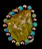 Blue Peacock Malachite Stone Bracelet – XL Hematite Stretch Bracelet for Large Wrists - Che Cose Belle