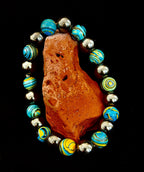 Blue Peacock Malachite Stone Bracelet – XL Hematite Stretch Bracelet for Large Wrists - Che Cose Belle