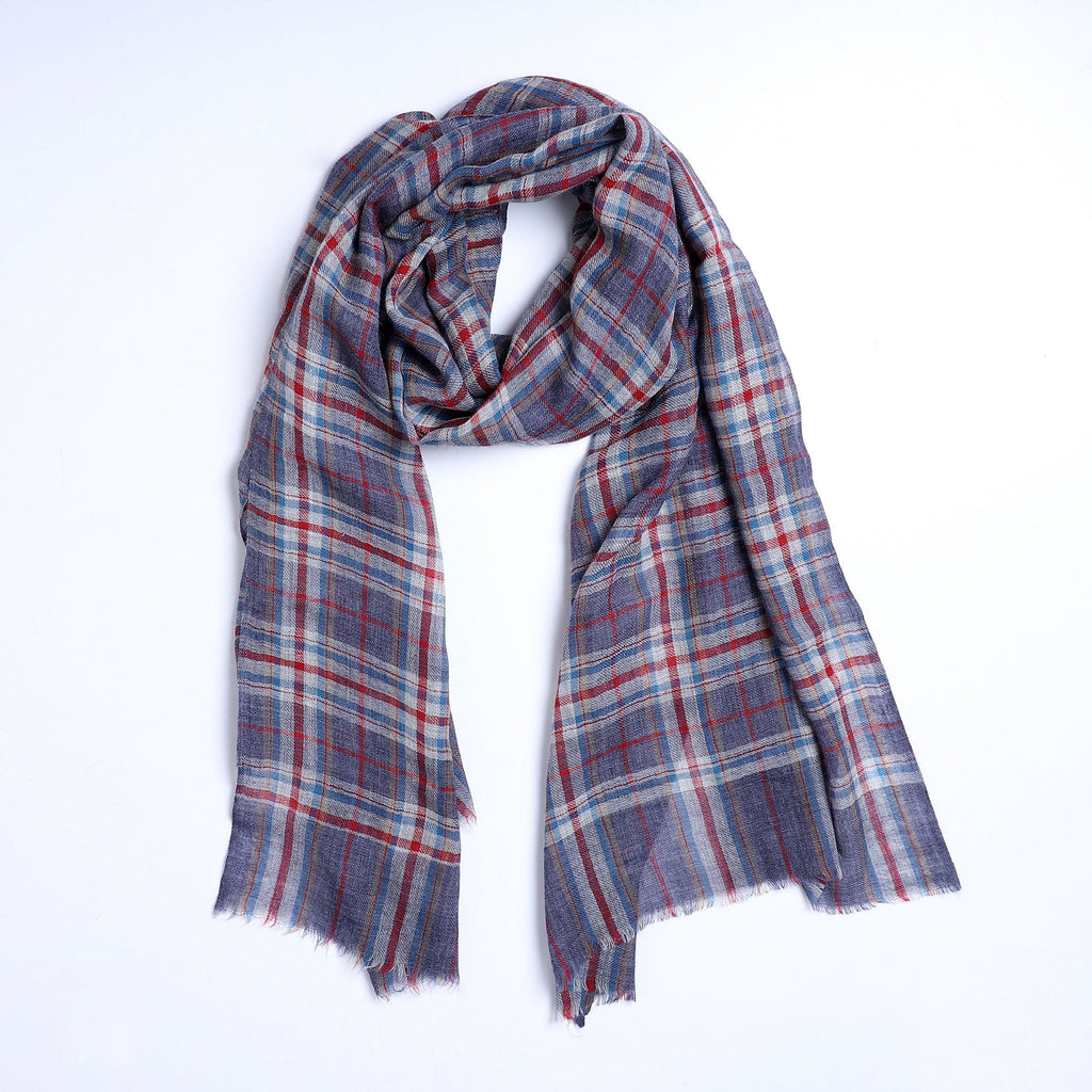Blue Plaid Scarf - Che Cose Belle