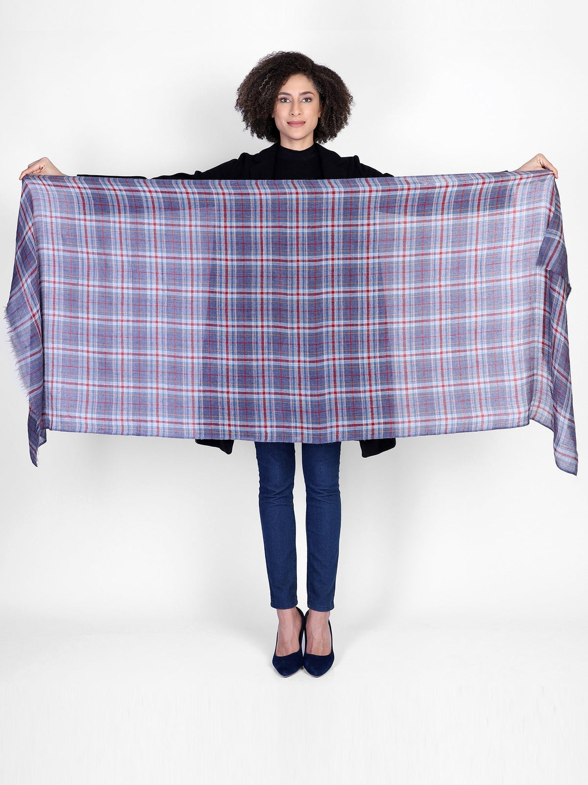 Blue Plaid Scarf - Che Cose Belle
