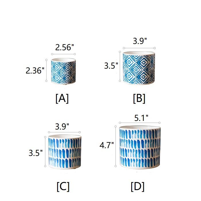 Blue Print Ceramic Vase Planter in Various Patterns - Che Cose Belle