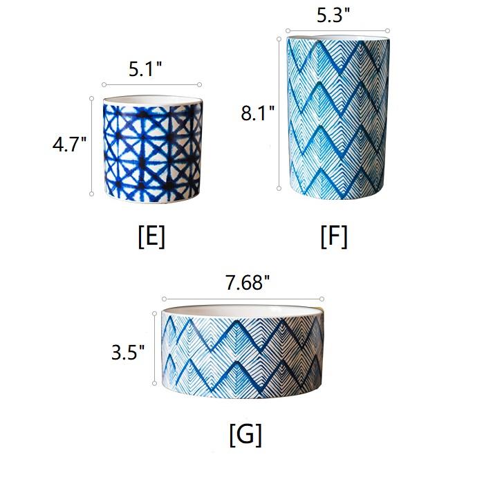 Blue Print Ceramic Vase Planter in Various Patterns - Che Cose Belle