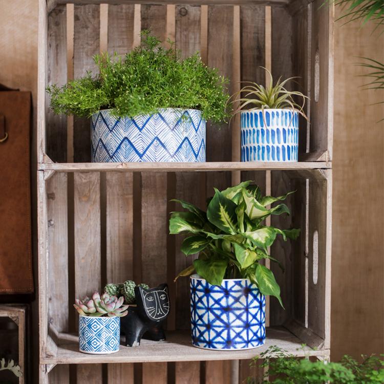 Blue Print Ceramic Vase Planter in Various Patterns - Che Cose Belle