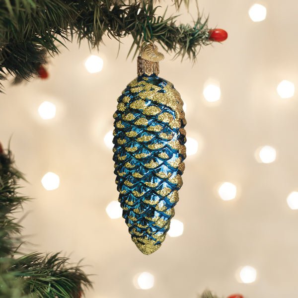 Blue Shimmering Cone Ornament - Che Cose Belle