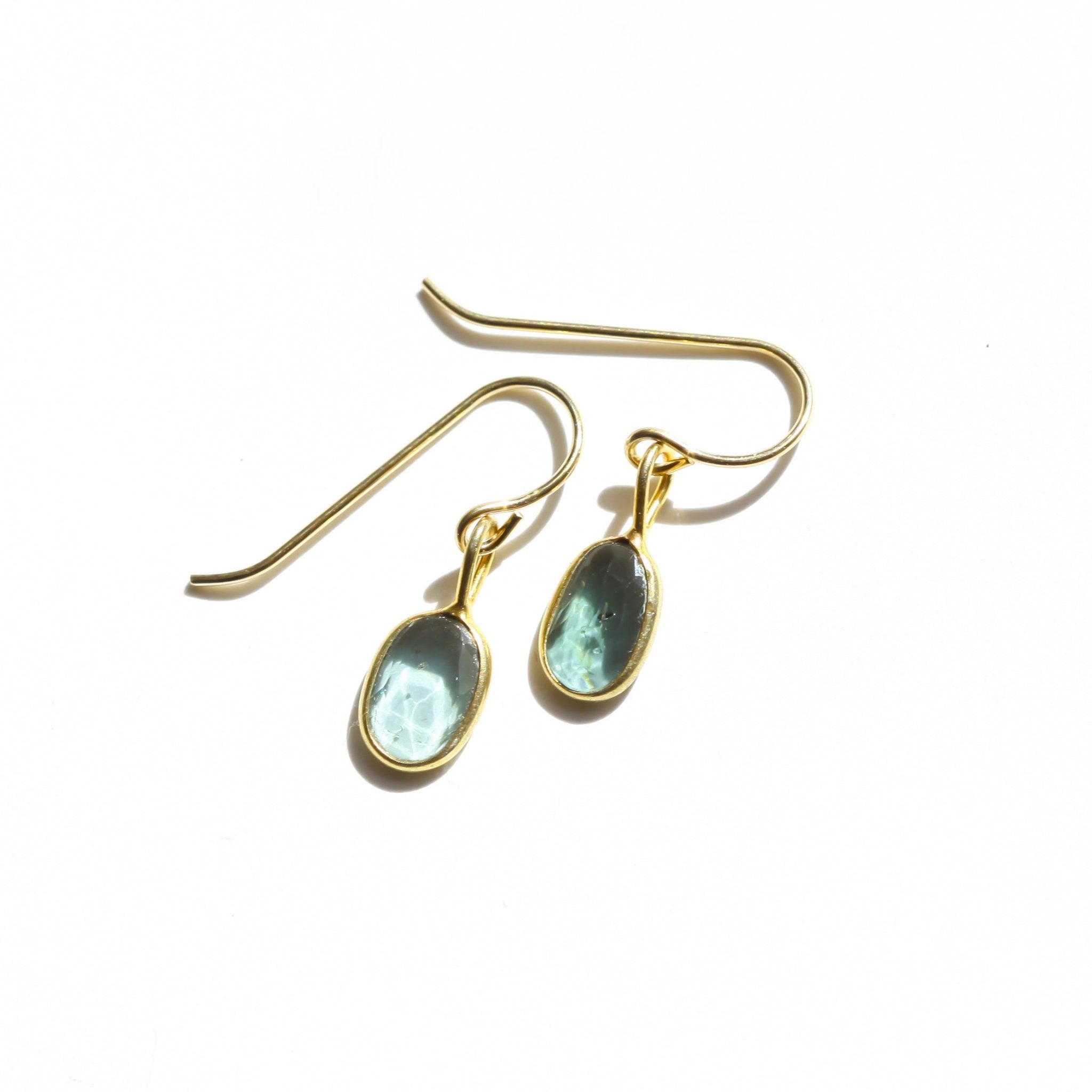 Blue Tourmaline Rose Cut Earrings - Che Cose Belle