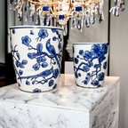 Blue White Chinoiserie Ceramic Vase Planter for Indoor Plants Decorative