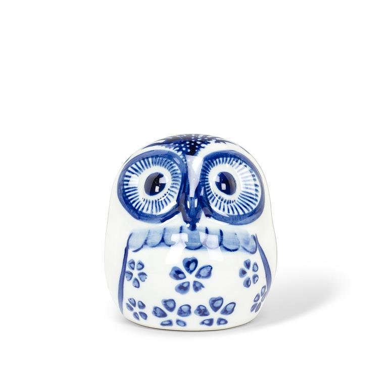 Blue & White Porcelain Owl Accent - Che Cose Belle