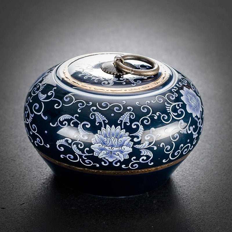 Blue & White Porcelain Tea Caddy – Sealed Ceramic Tea Storage Jar (Multiple Designs) - Che Cose Belle