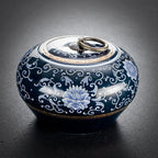 Blue & White Porcelain Tea Caddy – Sealed Ceramic Tea Storage Jar (Multiple Designs) - Che Cose Belle