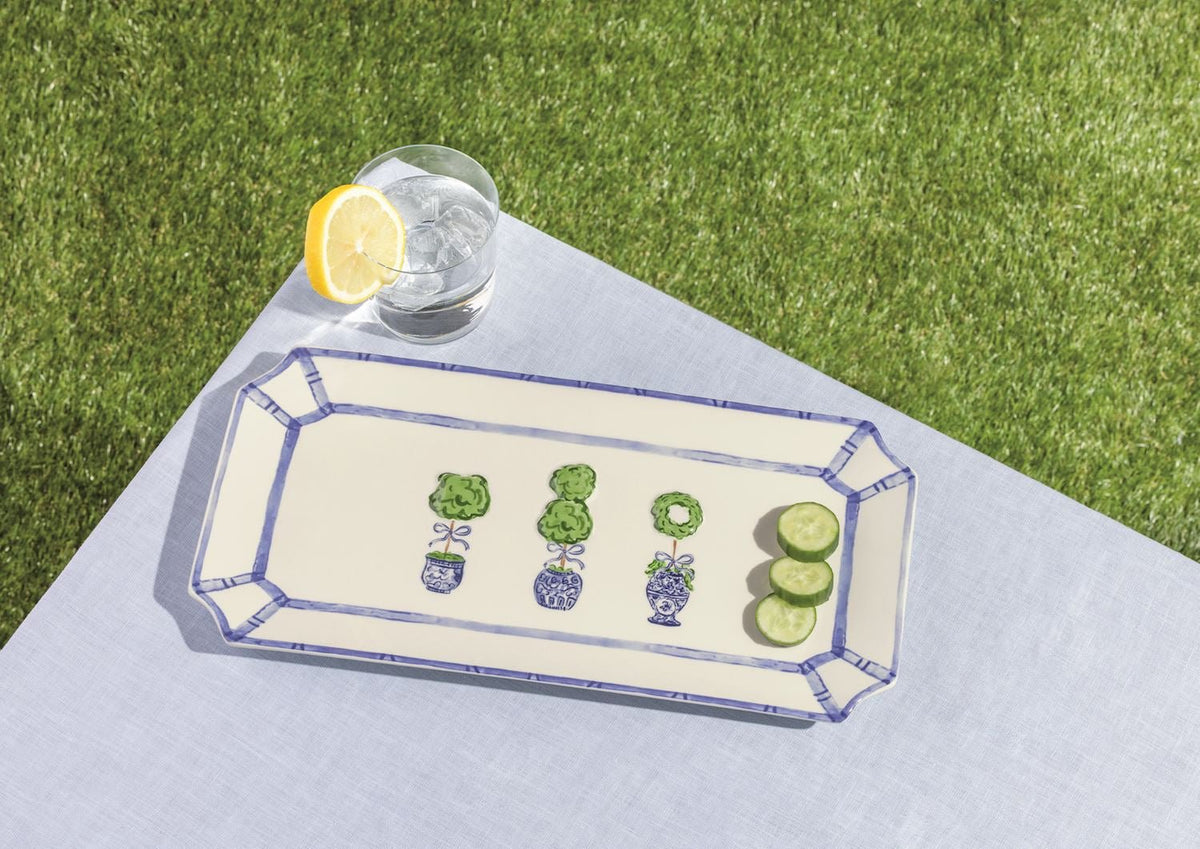 Blue & White Topiary Ceramic Tray - Che Cose Belle