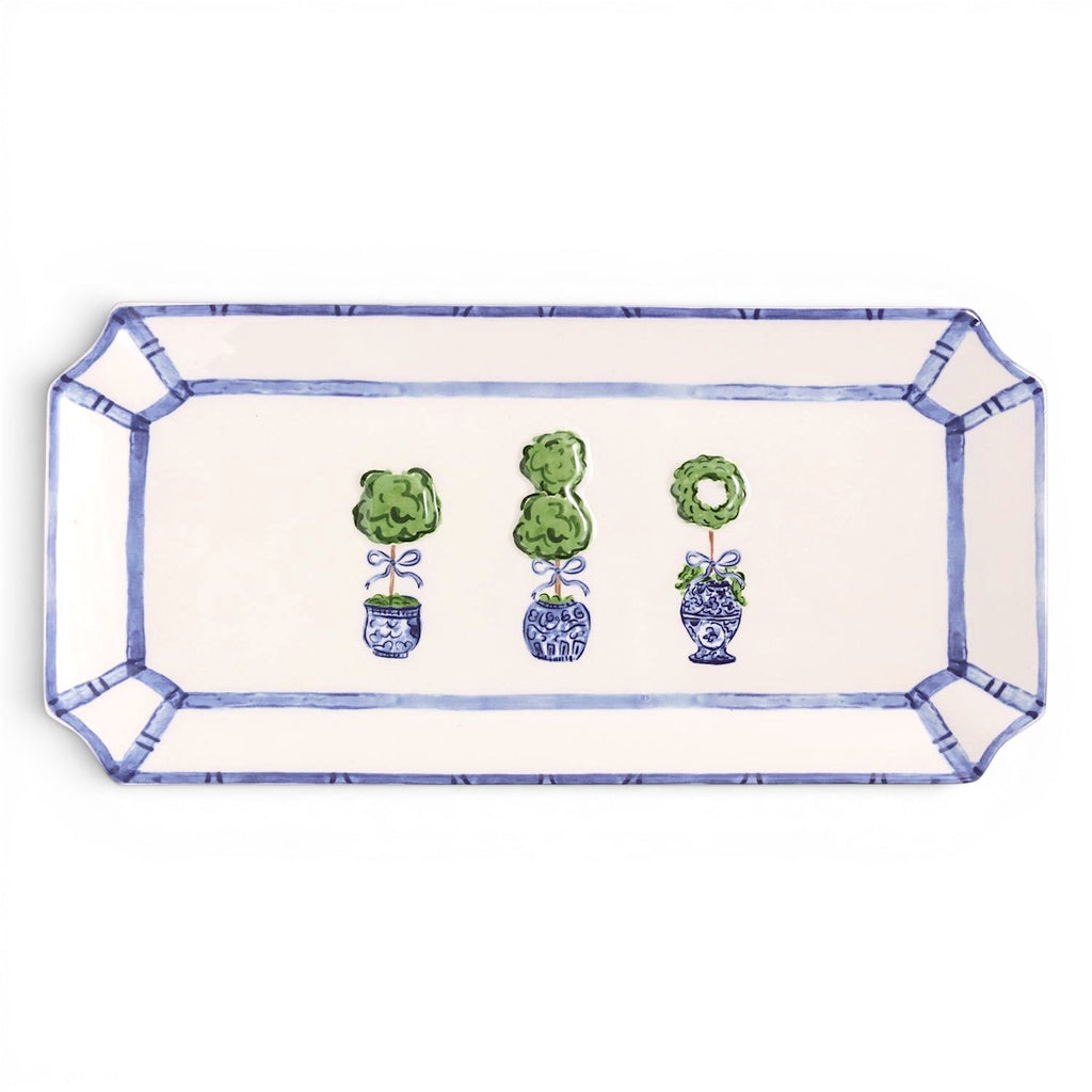 Blue & White Topiary Ceramic Tray - Che Cose Belle