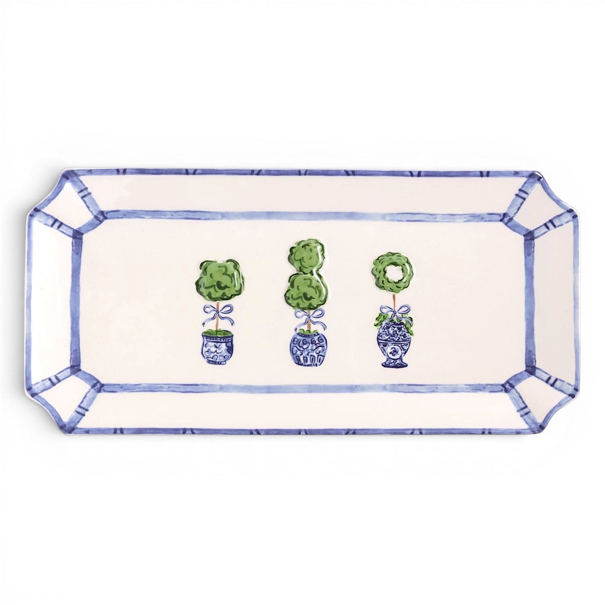 Blue & White Topiary Ceramic Tray - Che Cose Belle