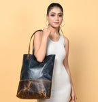 Blue Women's Leather Tote - Che Cose Belle