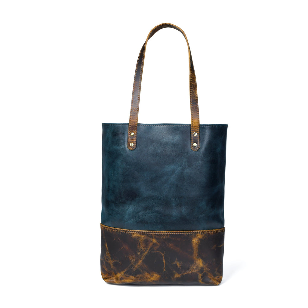 Blue Women's Leather Tote - Che Cose Belle