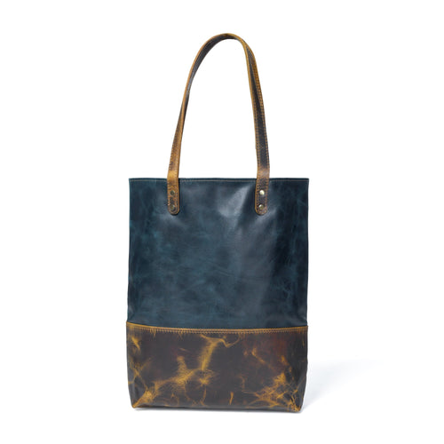 Blue Women's Leather Tote - Che Cose Belle