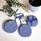 Black Braided Coaster Set 4-Pack Candy Cane Stripe Coasters Table Protectors