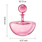 Blush Pink Low Arc Glass Decanter Handblown Captain’s Style Carafe - Che Cose Belle