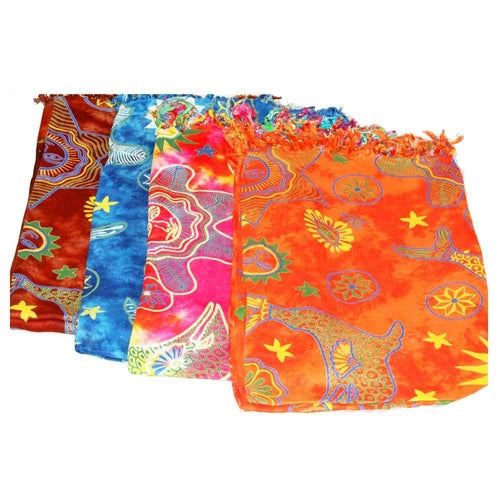 Bohemian Seashell Scarf With Tassels Celestial Print