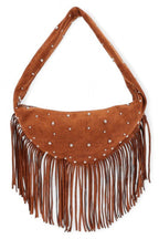 Boho Fringe Faux Suede Hobo Bag – Studded Fashion Handbag - Che Cose Belle