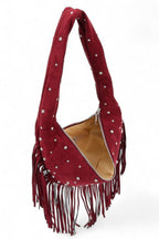 Boho Fringe Faux Suede Hobo Bag – Studded Fashion Handbag - Che Cose Belle